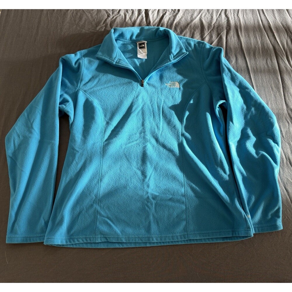 The North Face TKA 100 Quarter Zip Fleece Pullover Blue Mock Neck Womens L